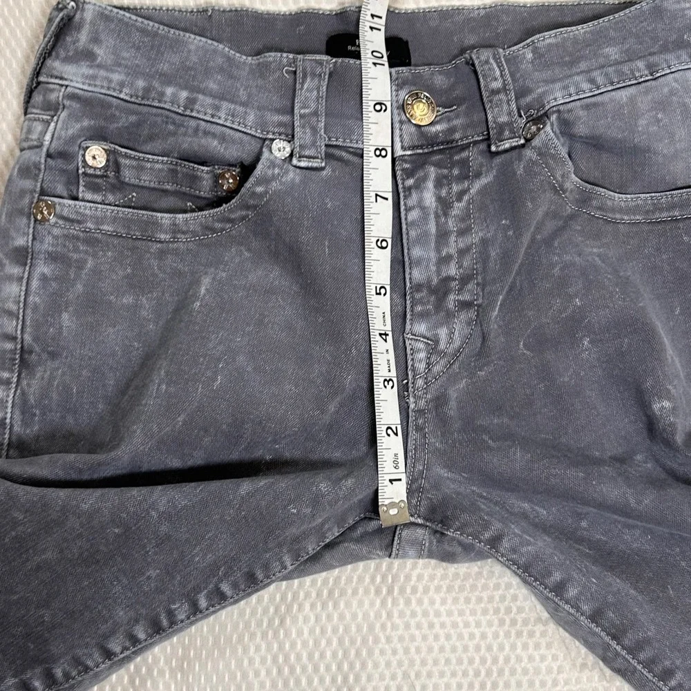 True Religion Rocco Relaxed Skinny Grey Acid‎ Wash Denim Shorts Mens 31